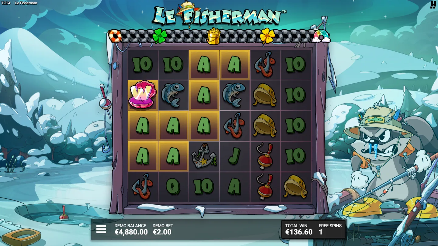 Le Fisherman Τελικές δωρεάν περιστροφές — τα Golden Squares επεκτείνονται, εμφανίζεται wild στους τροχούς και προβάλλεται το συνολικό κέρδος